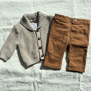 Tommy Bahama Cream Knit Cardigan with Brown Accent Button